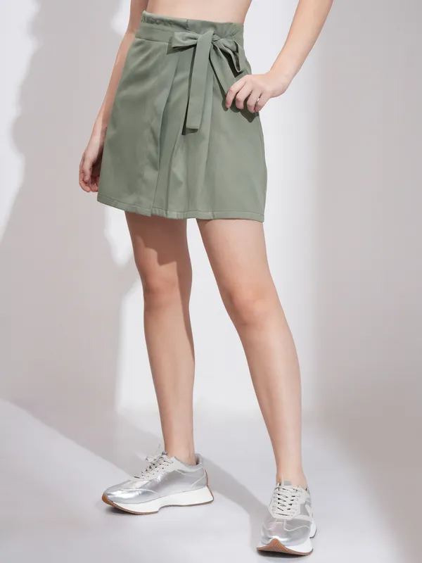 Tokyo Talkies Women Green Mini Skirt