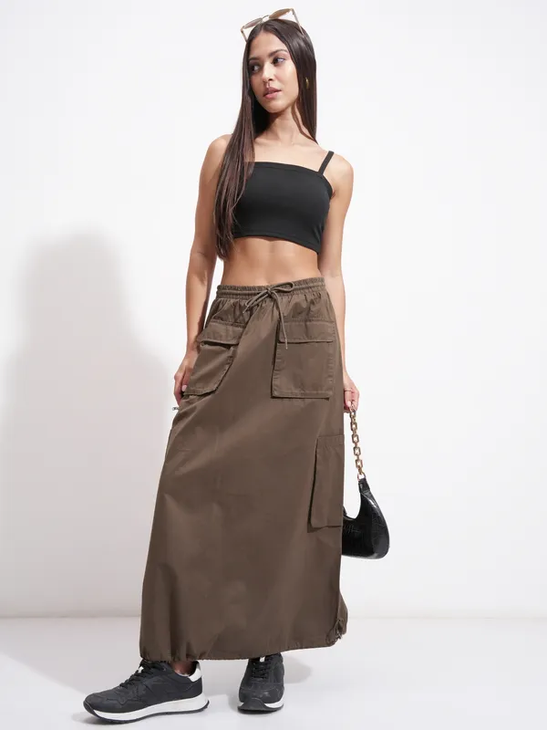 Tokyo Talkies Women Brown Above Knee Skirt