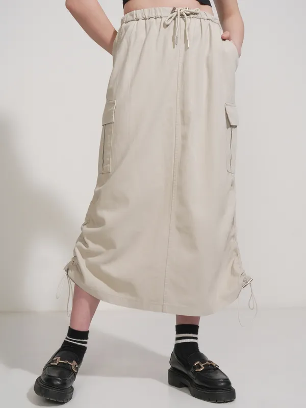 Tokyo Talkies Women Beige Above Knee Skirt