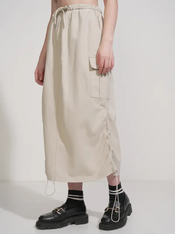 Tokyo Talkies Women Beige Above Knee Skirt