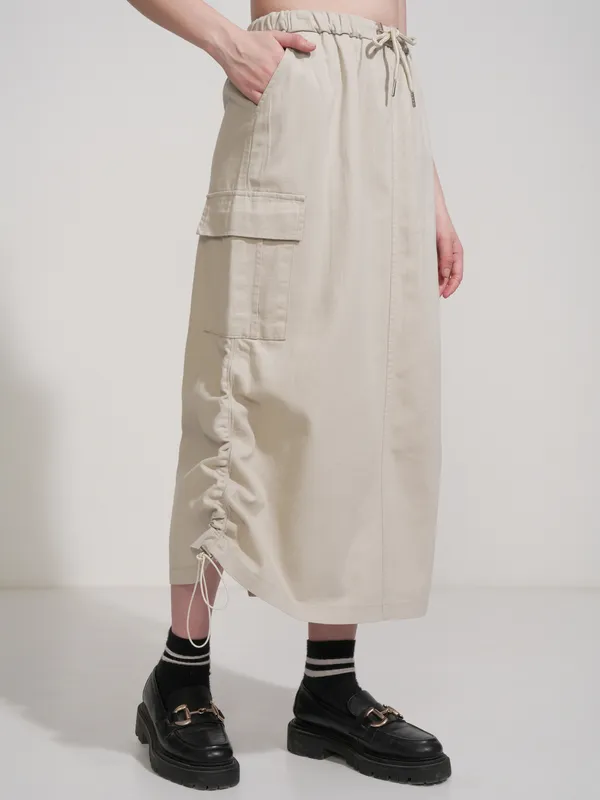 Tokyo Talkies Women Beige Above Knee Skirt