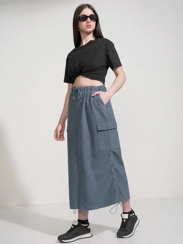 Tokyo Talkies Women Blue Above Knee Skirt