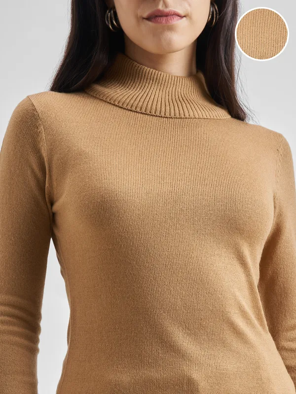  Tokyo Talkies Women Beige Turtle Neck Sweaters