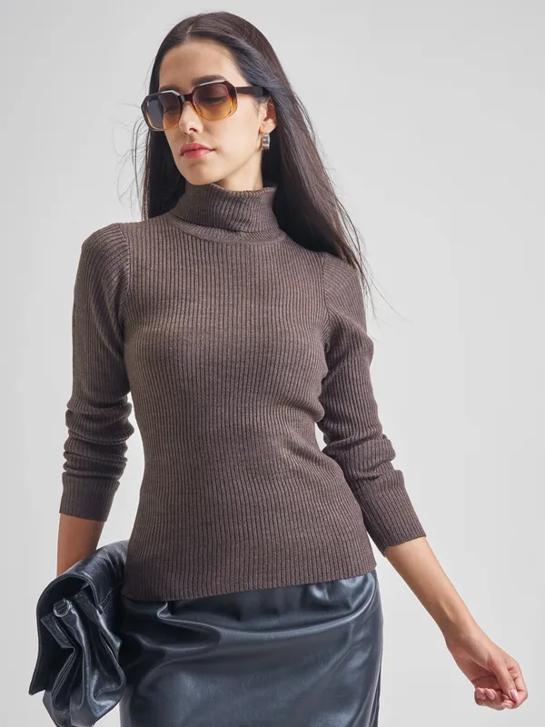  Tokyo Talkies Women Brown Turtle Neck Sweaters
