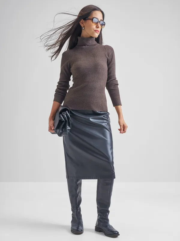  Tokyo Talkies Women Brown Turtle Neck Sweaters