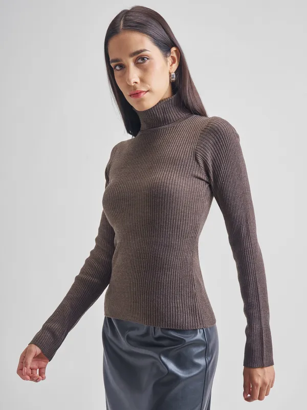  Tokyo Talkies Women Brown Turtle Neck Sweaters