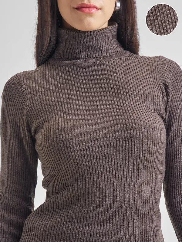  Tokyo Talkies Women Brown Turtle Neck Sweaters