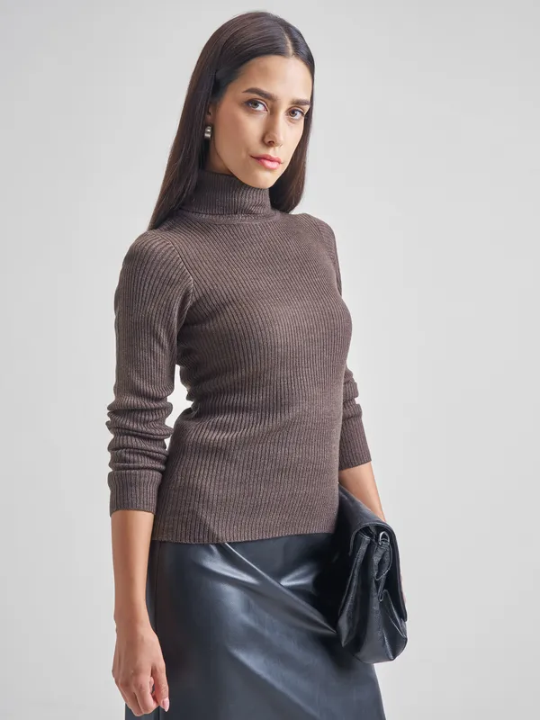  Tokyo Talkies Women Brown Turtle Neck Sweaters