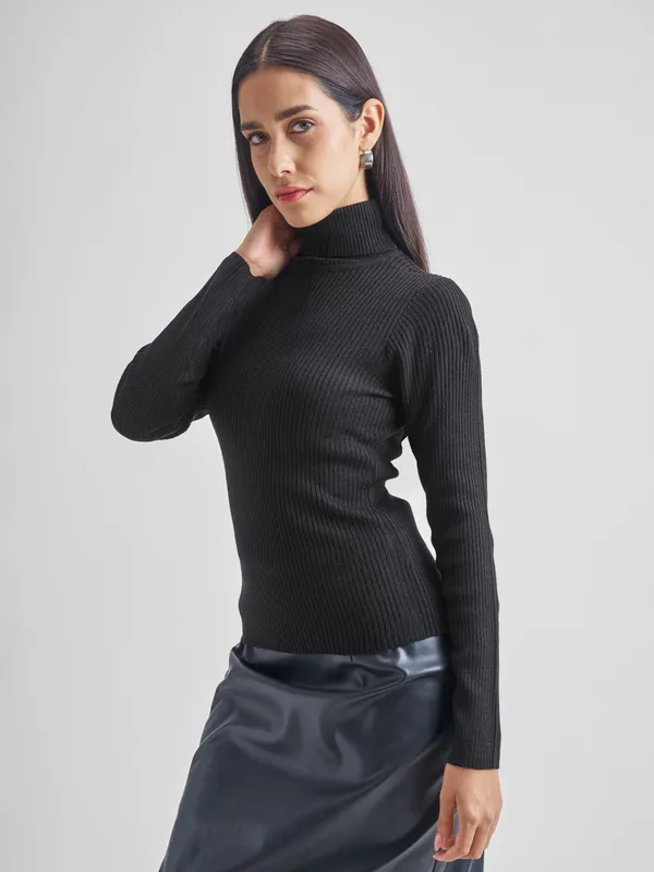  Tokyo Talkies Women Black Turtle Neck Sweaters