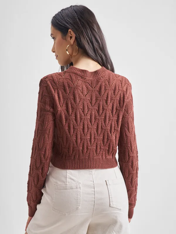  Tokyo Talkies Women Brown Round Neck Sweaters