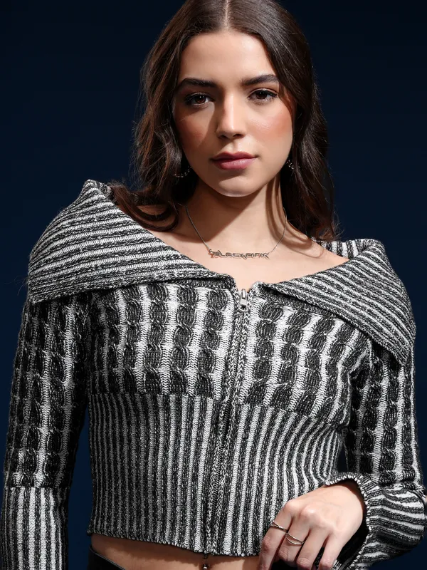 Women Self Design Sweater