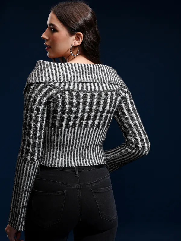 Women Self Design Sweater