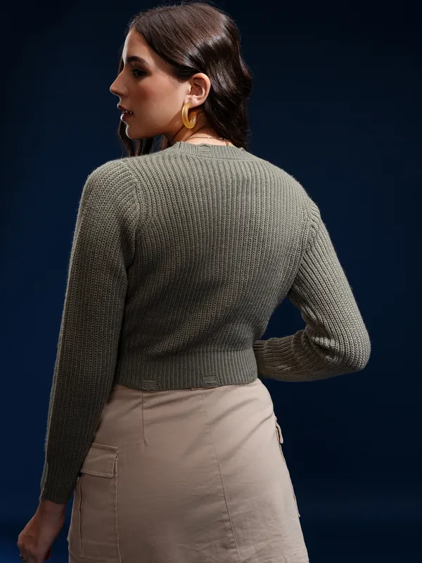 Women Self Design Sweater