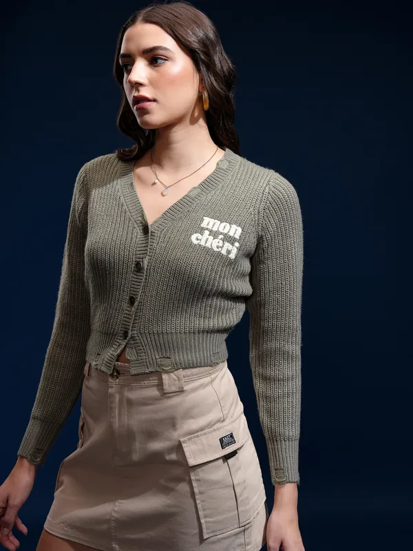 Women Self Design Sweater