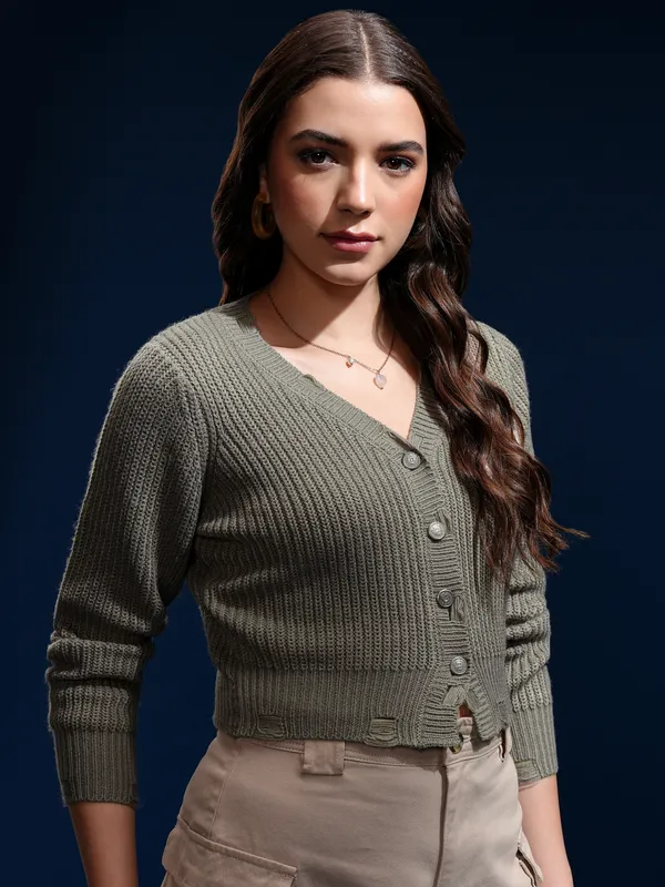 Women Self Design Sweater