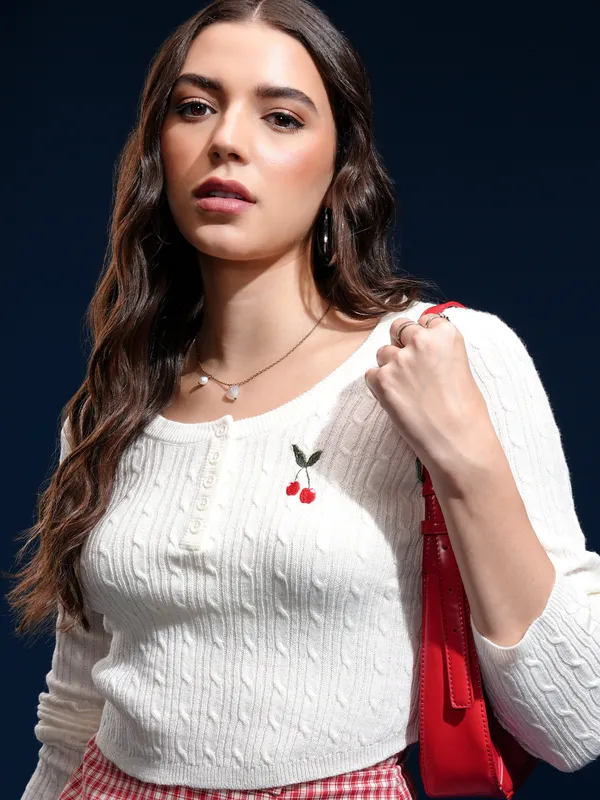 Women Self Design Sweater