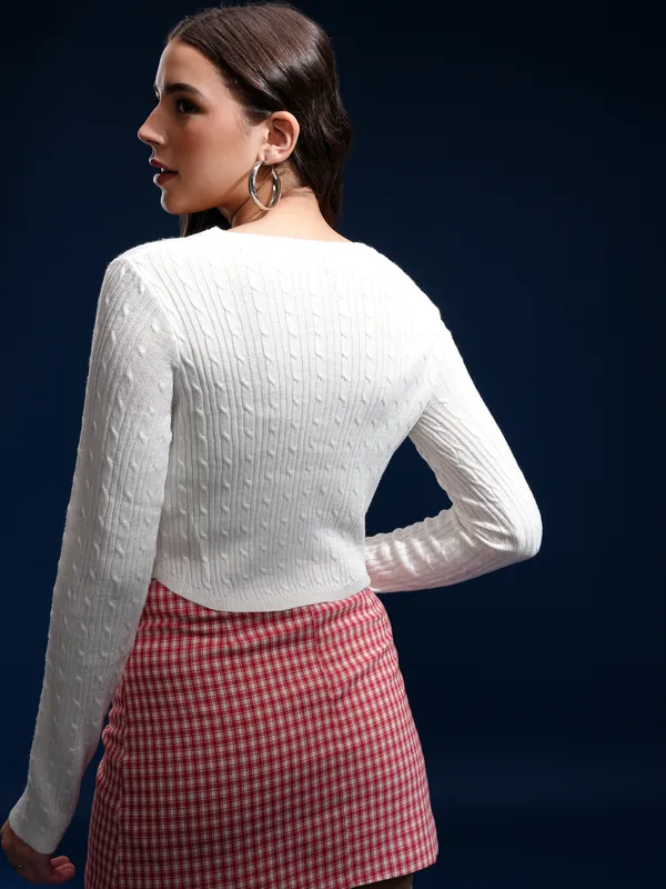 Women Self Design Sweater