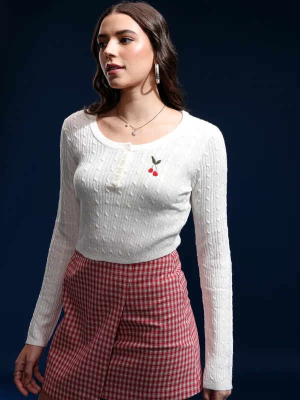 Women Self Design Sweater