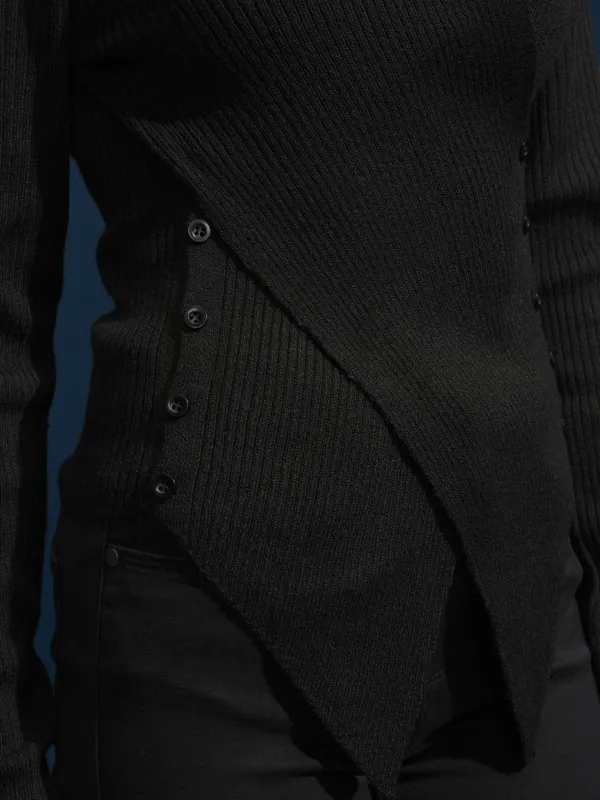 Tokyo Talkies Women Black High Neck Sweater