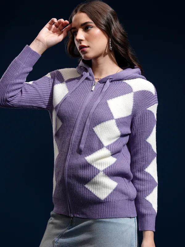 Women Self Design Sweater