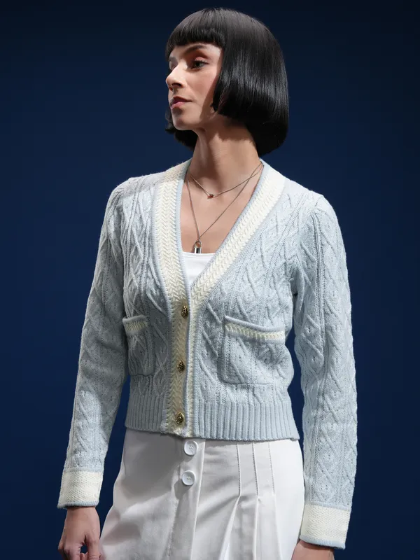 Women Self Design Sweater