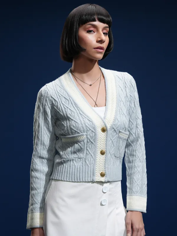 Women Self Design Sweater