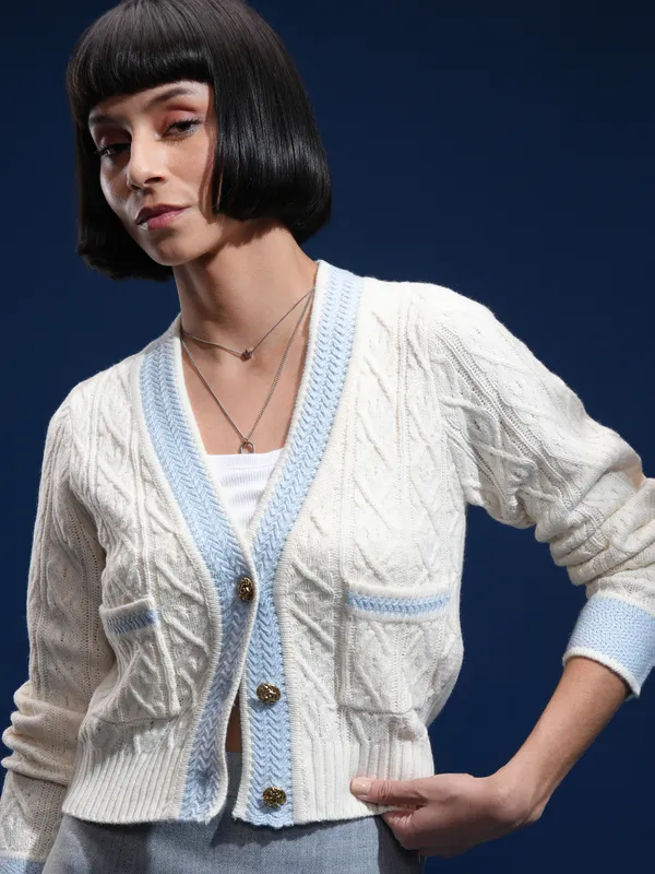 Women Self Design Sweater