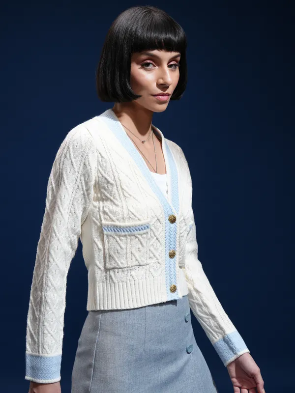 Women Self Design Sweater