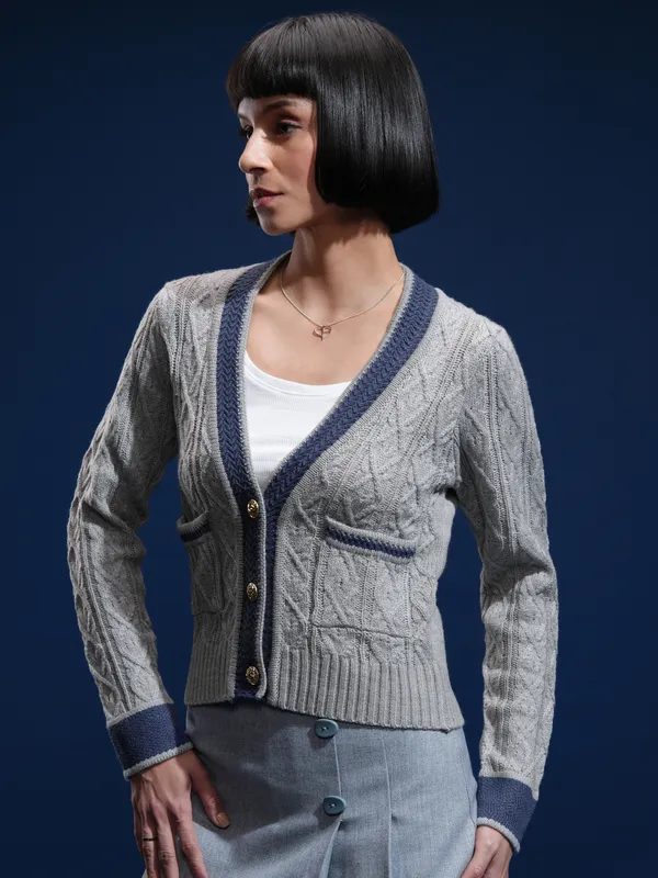 Women Self Design Sweater