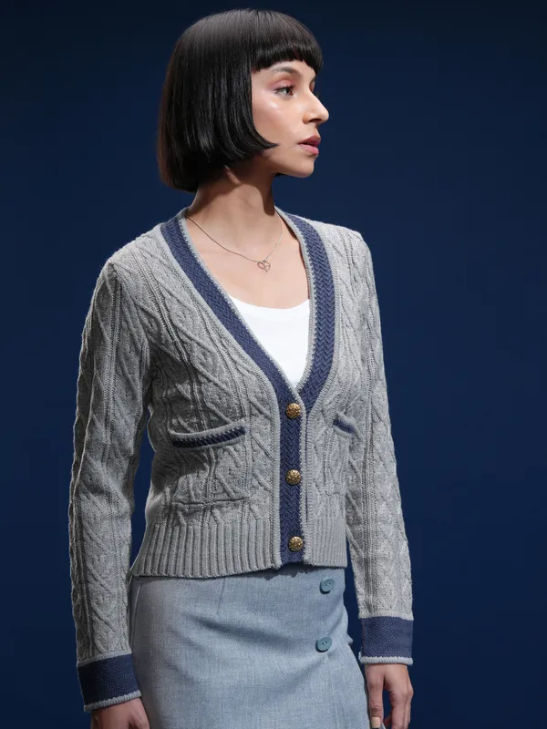 Women Self Design Sweater