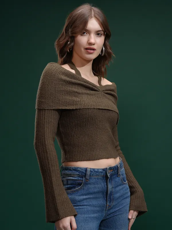 Women Self Design Sweater