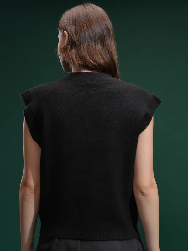 Tokyo Talkies Women Black Round Neck Sweater