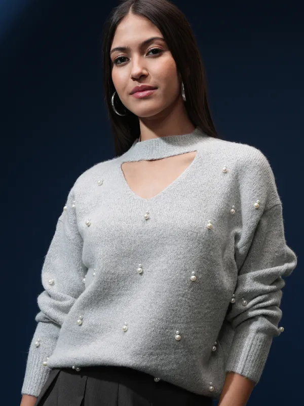 Women Embellished Sweater