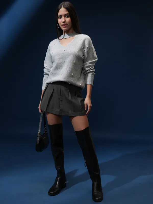 Women Embellished Sweater