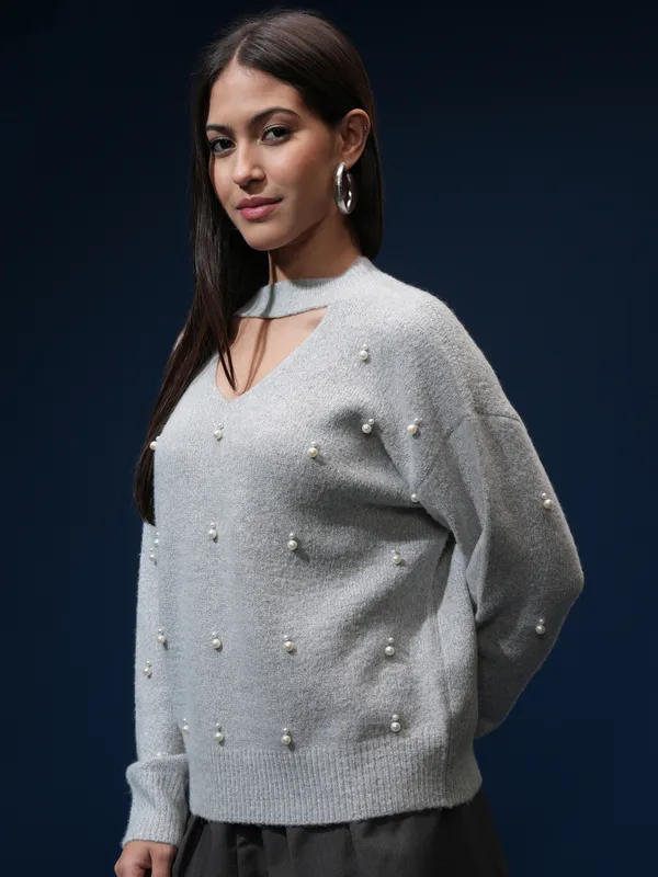 Women Embellished Sweater