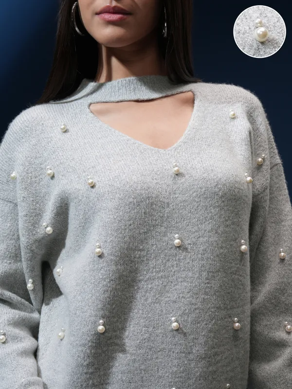 Women Embellished Sweater