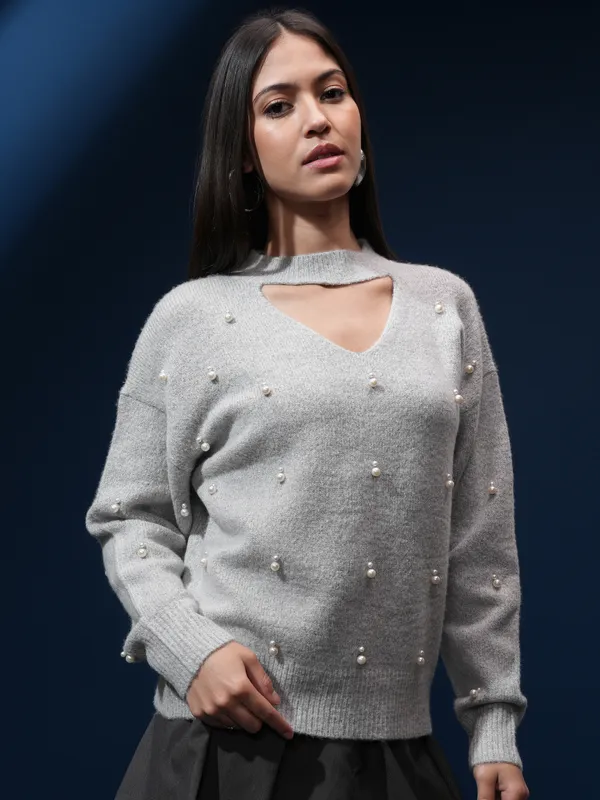 Women Embellished Sweater