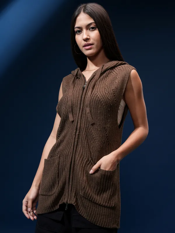 Women Self Design Sweater