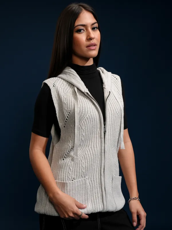 Women Self Design Sweater