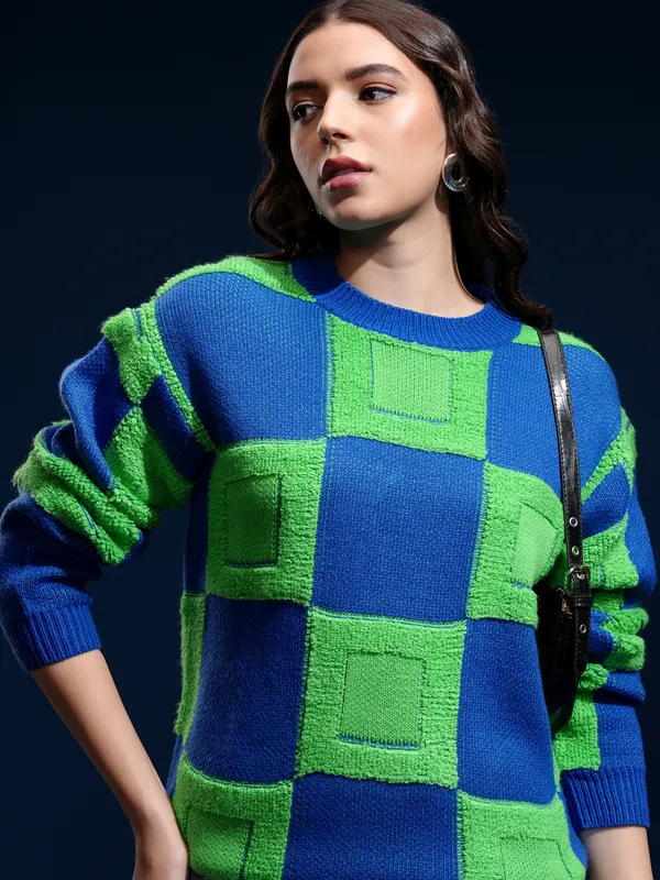 Women Self Design Sweater