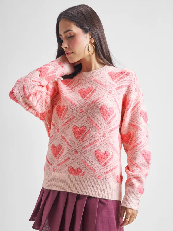 Women Self Design Sweater