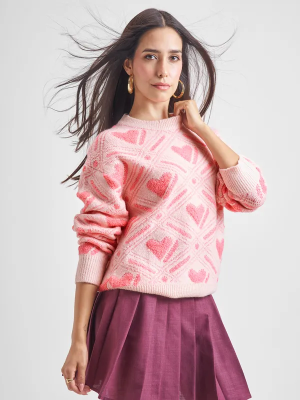 Women Self Design Sweater