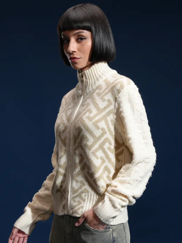 Women Self Design Sweater