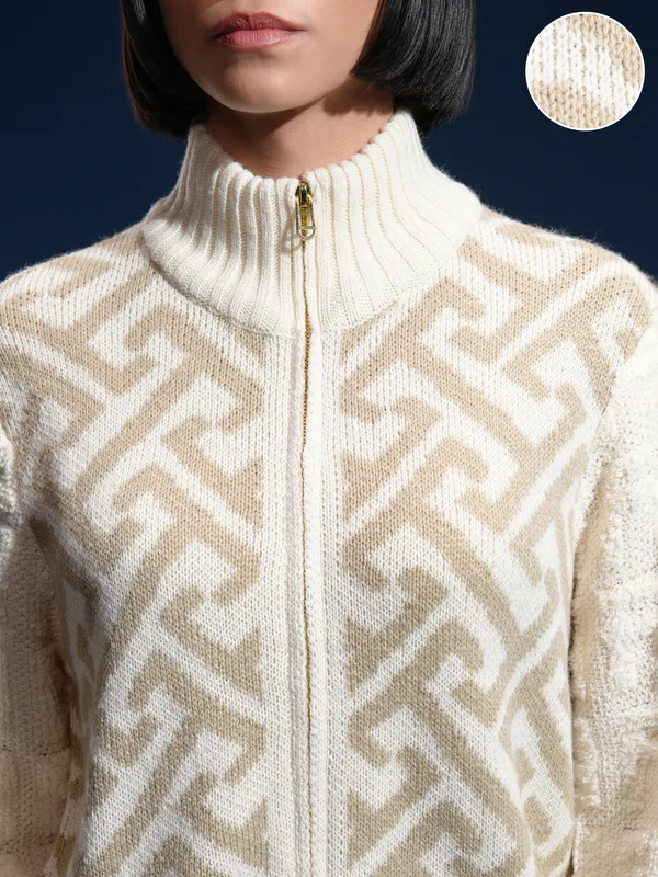 Women Self Design Sweater