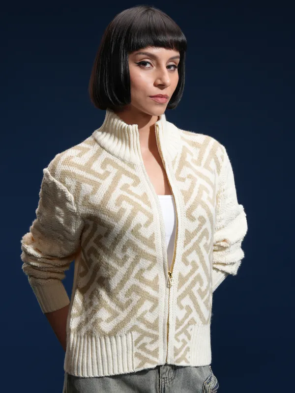 Women Self Design Sweater