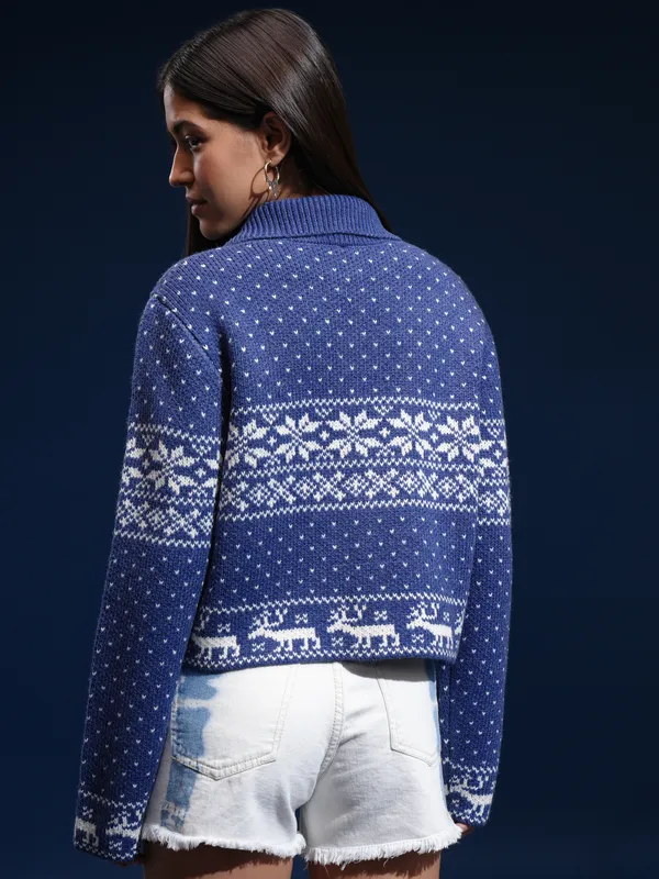 Women Self Design Sweater