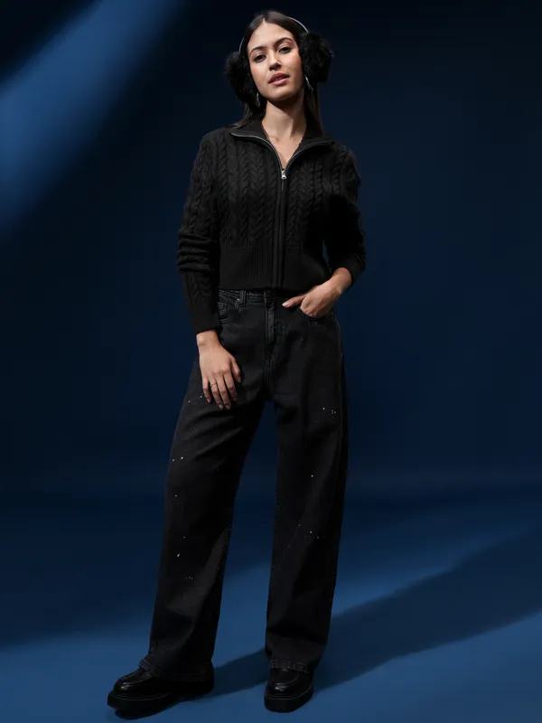 Women Self Design Sweater