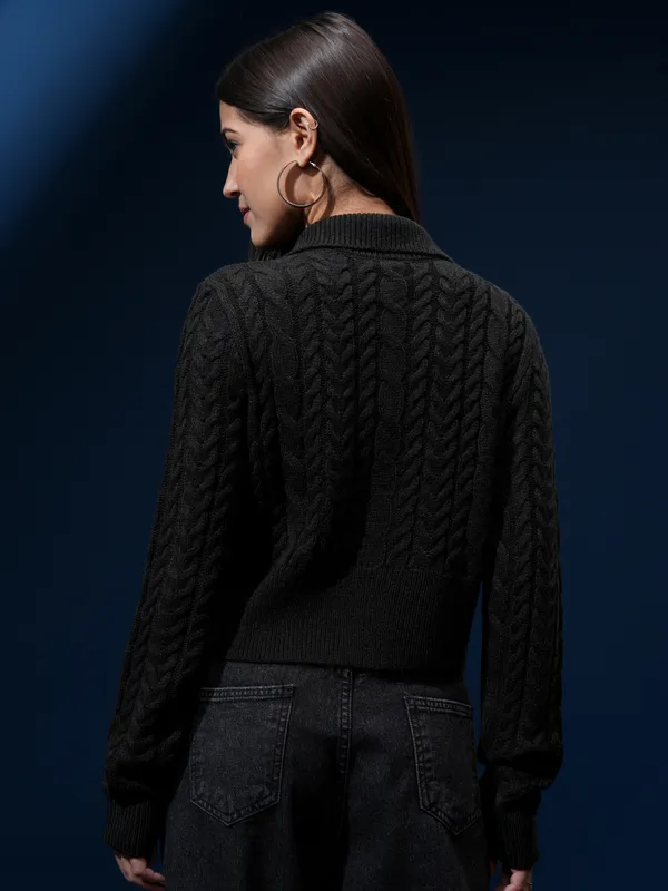 Women Self Design Sweater