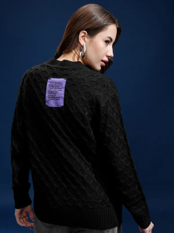 Women Self Design Sweater