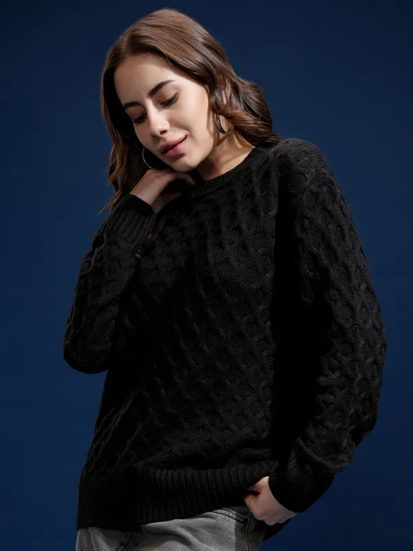 Women Self Design Sweater
